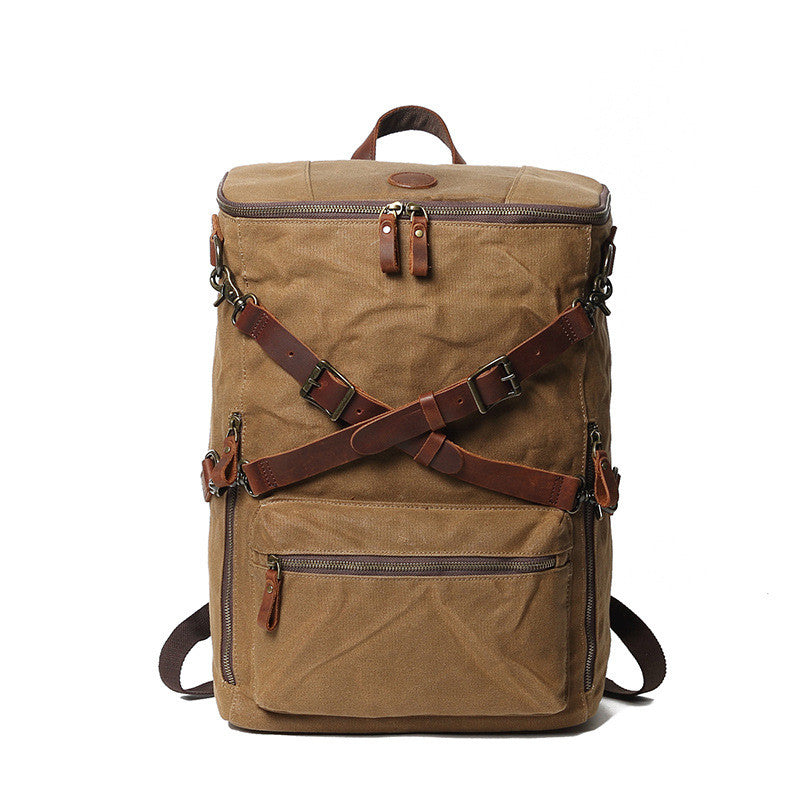 Men's Vintage Leather Canvas backpack - Joyscore
