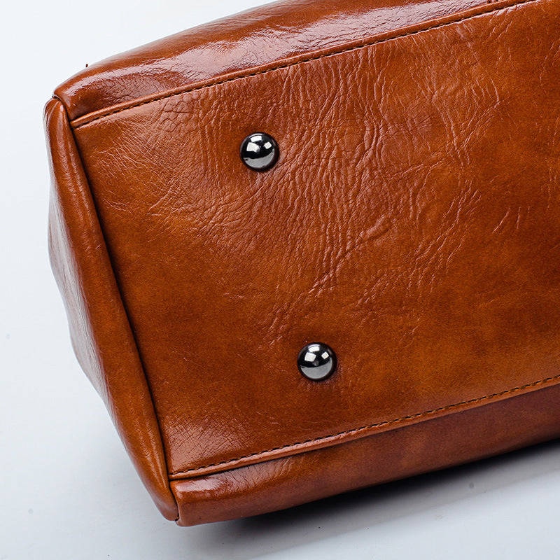 Oil wax leather women's bag - Joyscore