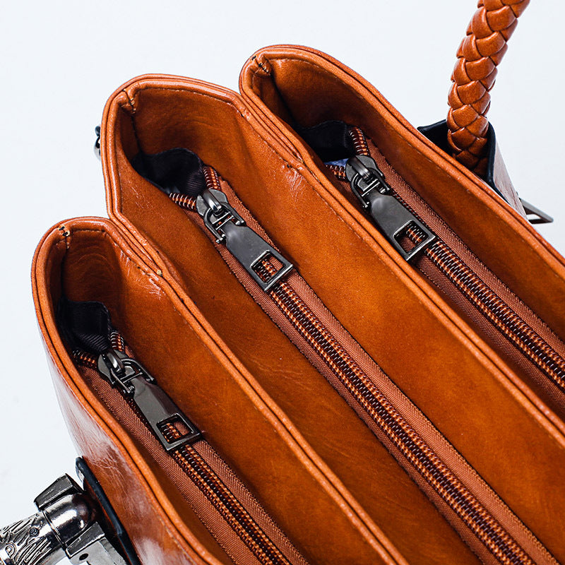 Oil wax leather women's bag - Joyscore