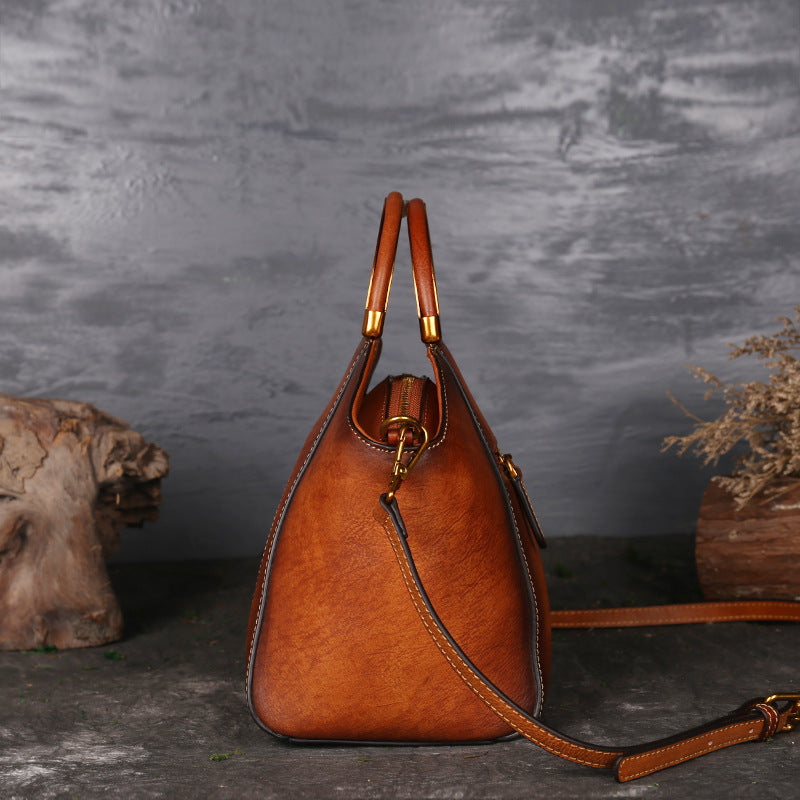 Embossed Leather Retro Handbag - Joyscore