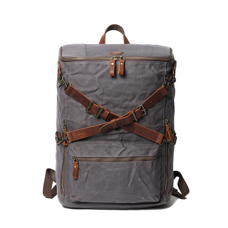 Men's Vintage Leather Canvas backpack - Joyscore