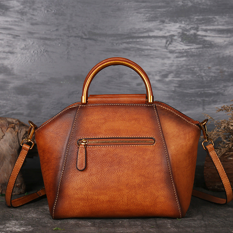 Embossed Leather Retro Handbag - Joyscore