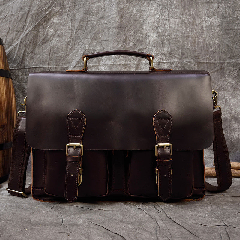 Men's Leather Satchel Bag - Joyscore