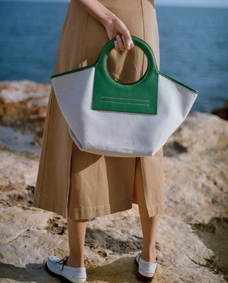 Trendy Leather Canvas Panel Bag - Joyscore