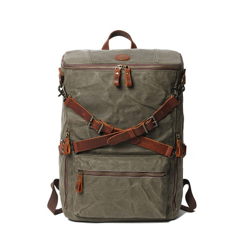 Men's Vintage Leather Canvas backpack - Joyscore