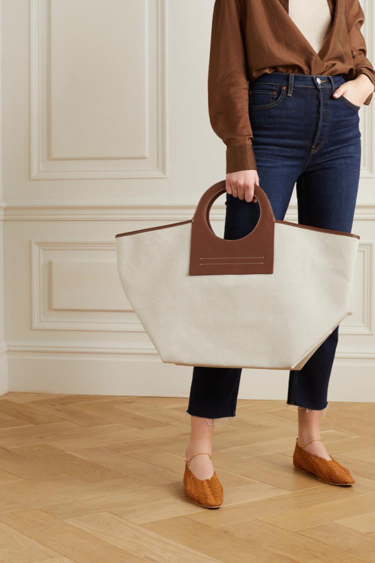 Trendy Leather Canvas Panel Bag - Joyscore