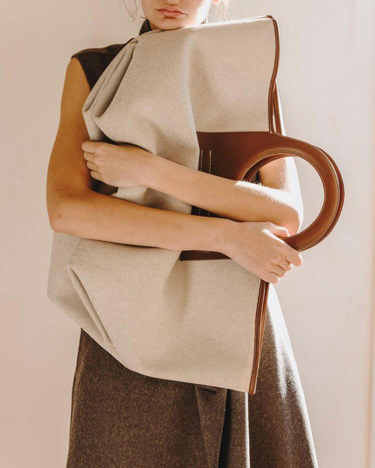 Trendy Leather Canvas Panel Bag - Joyscore
