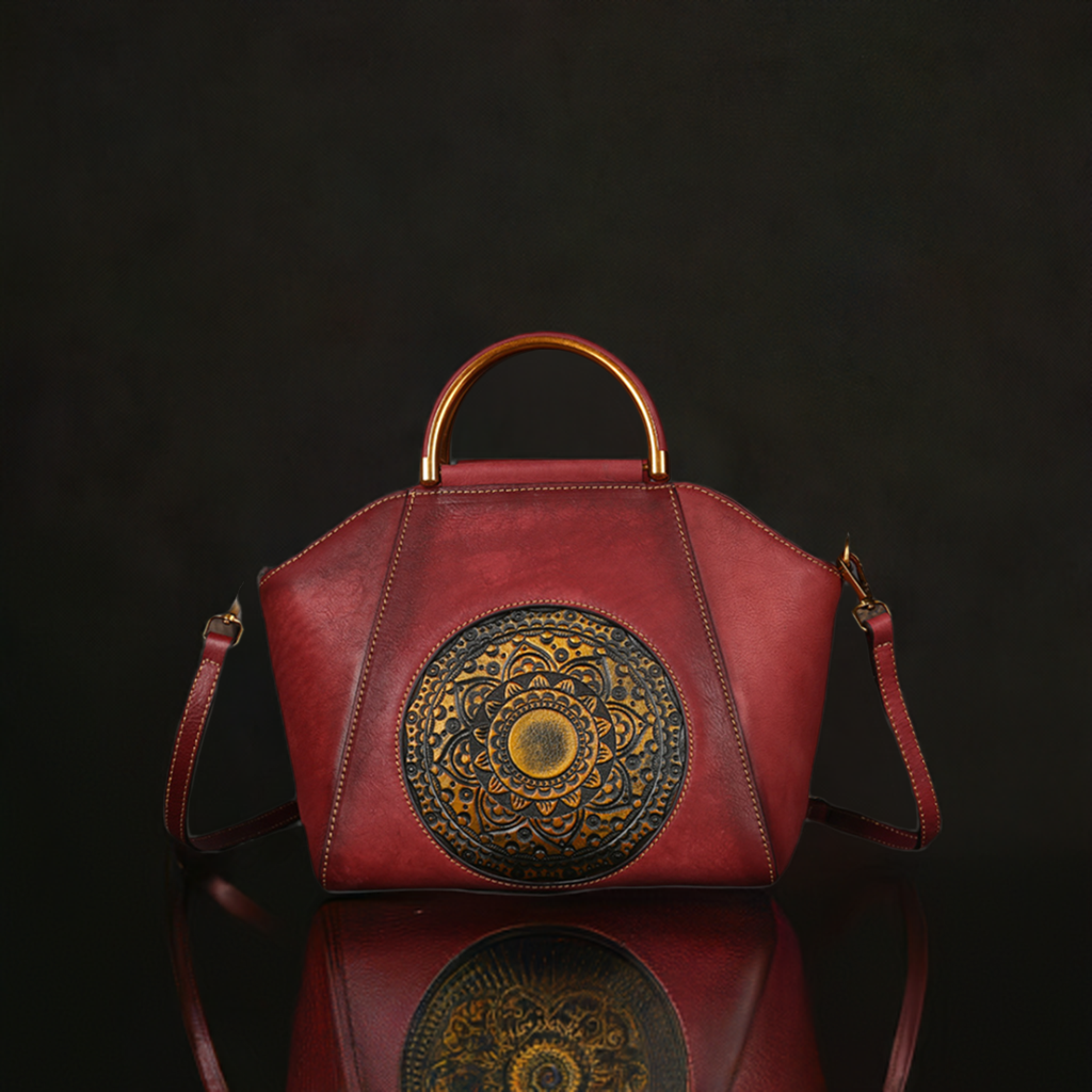 Embossed Leather Retro Handbag - Joyscore